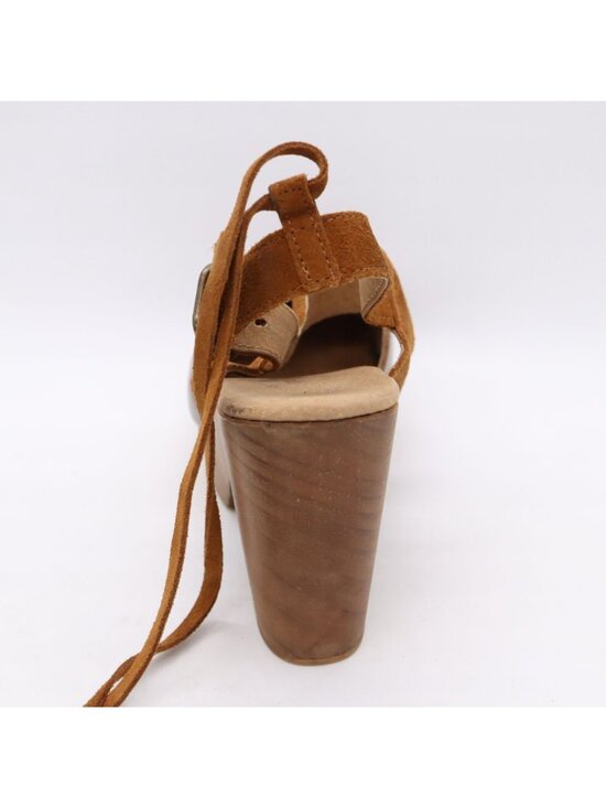 Free People Belmont Brown Leather Ankle Strap High Heel Clogs Women's Sz 36 / 6 - Picture 8 of 16